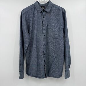 Volcom Shirt Men Large Blue Button Up Long Sleeve Classic Fit Casual Skater